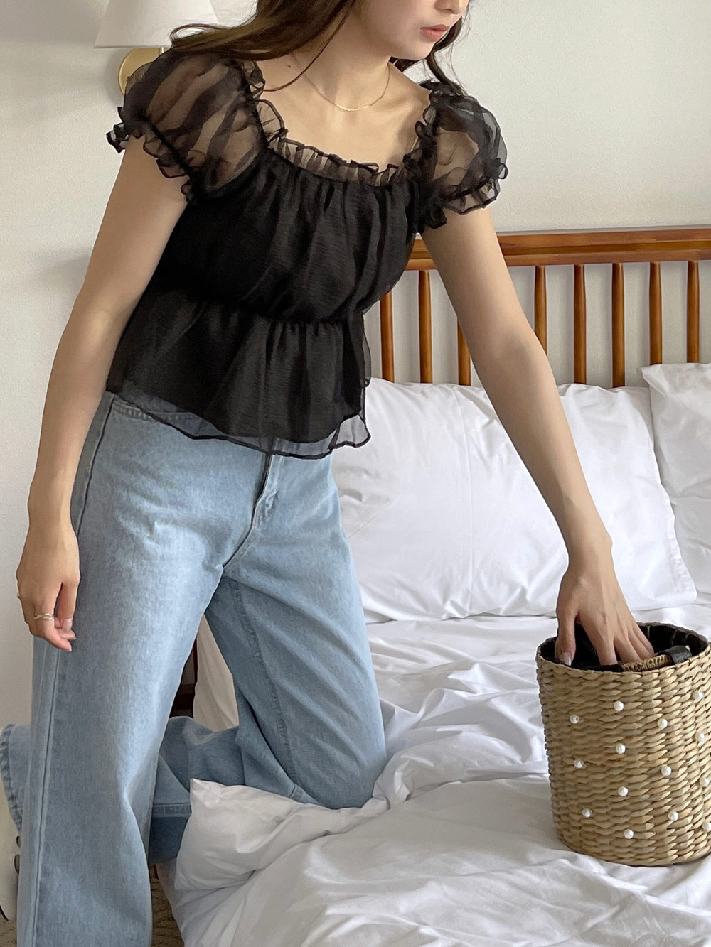 SOOR PLOOM フリルブラウス　ベージュ　2/3y SOOR PLOOM フリルブラウス ベージュ 2/3y