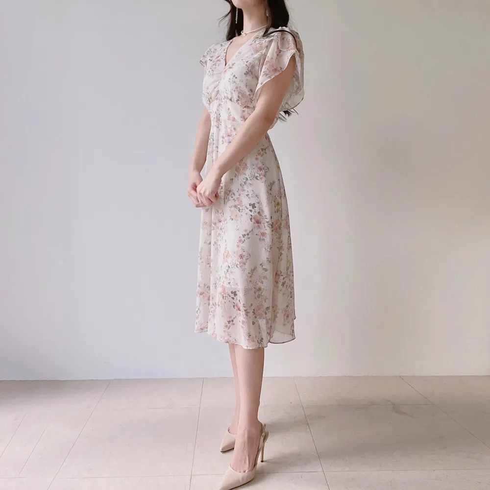 Vネックフラワーシフォンワンピース | mirangmirang | 詳細画像11