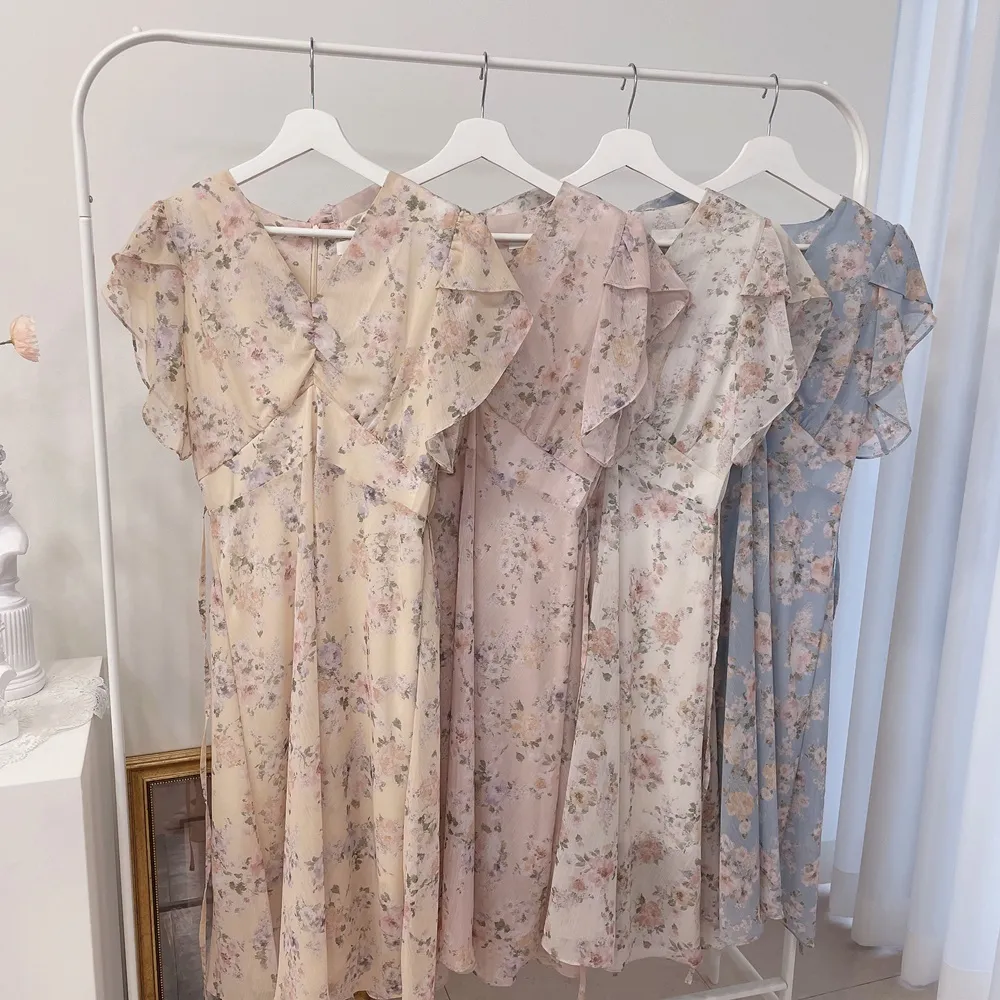 Vネックフラワーシフォンワンピース | mirangmirang | 詳細画像26