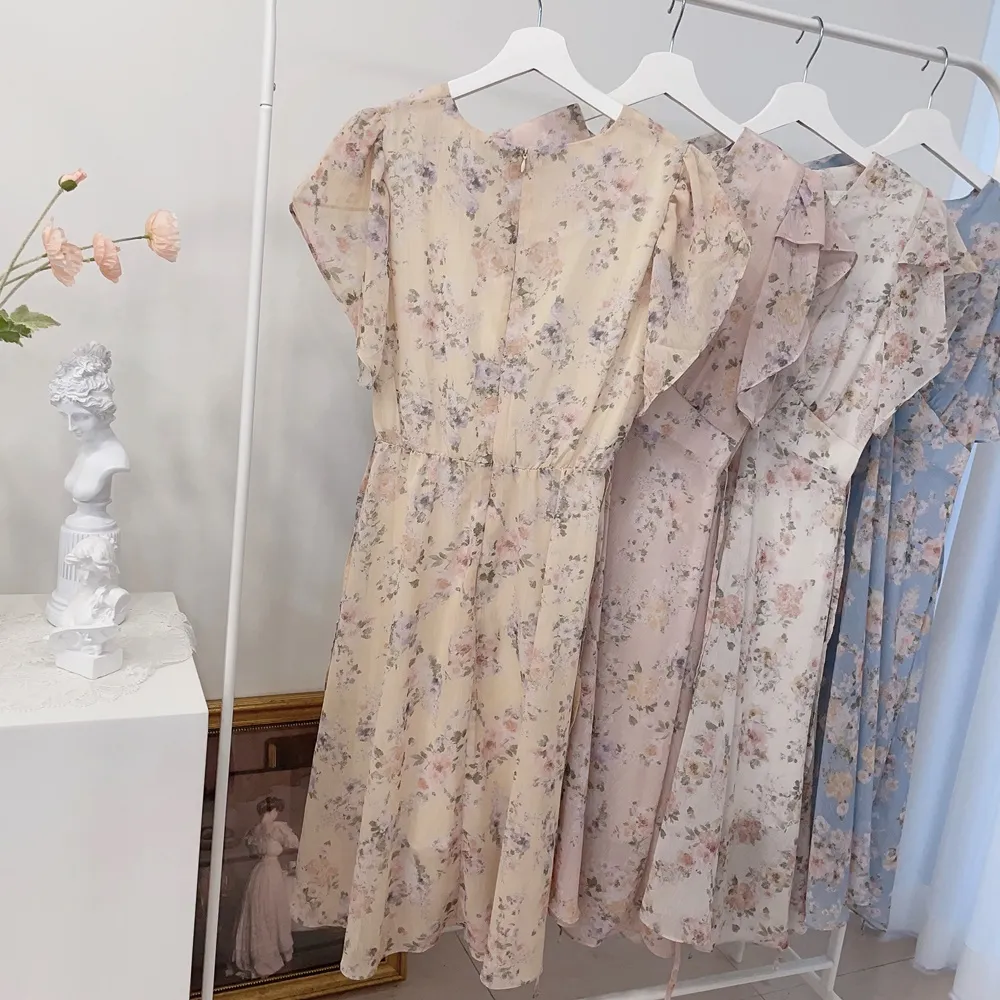 Vネックフラワーシフォンワンピース | mirangmirang | 詳細画像29
