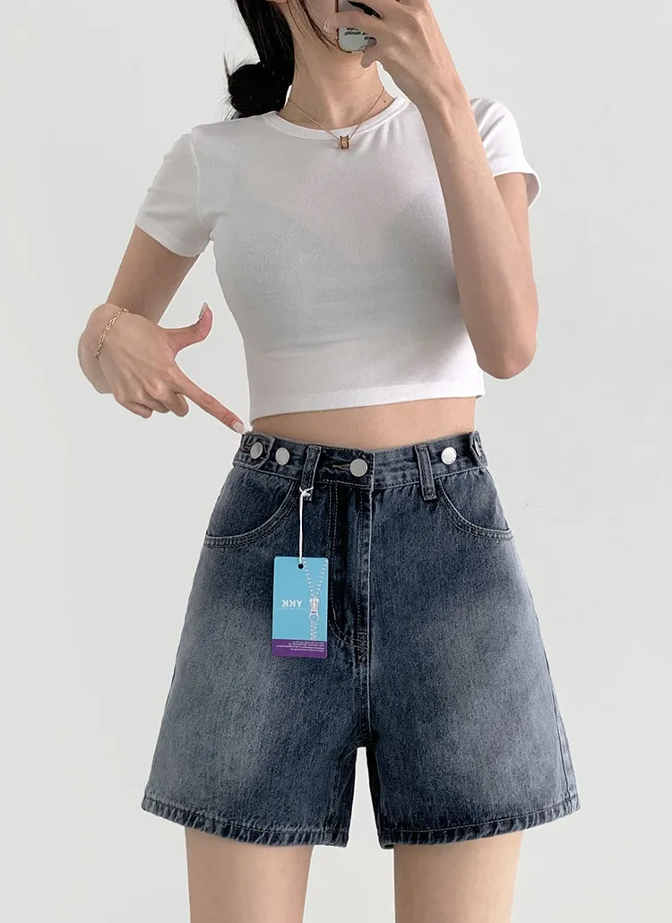 2TYPEボタンアジャストショートデニムパンツ | bokplace | 詳細画像1