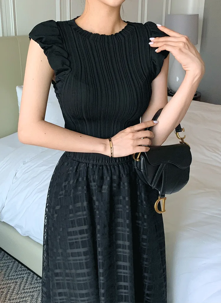 シャーリングキャップスリーブニット | minagram | 詳細画像1