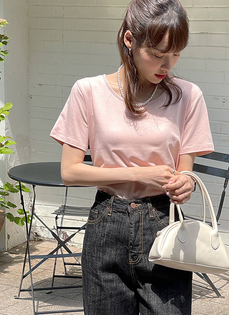 モダール混Uネック半袖Tシャツのサムネイル