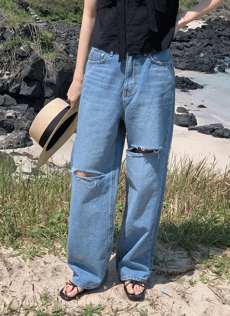 ダメージワイドデニムパンツ | ordinairement | 詳細画像1
