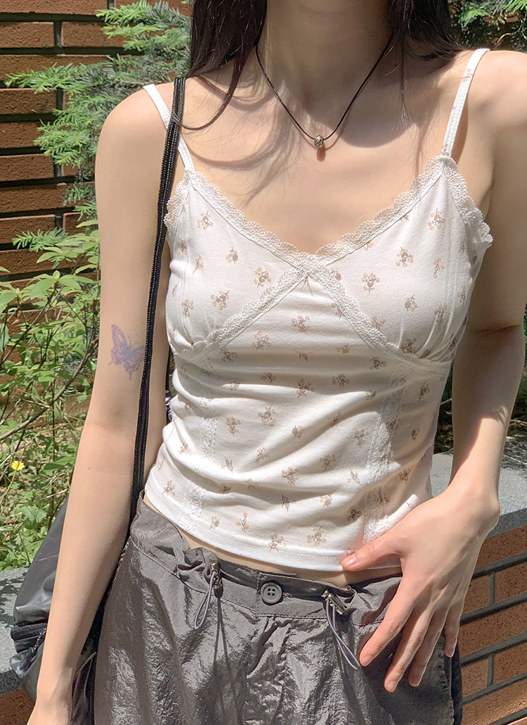 レースラインフラワーキャミソール | レディースファッション