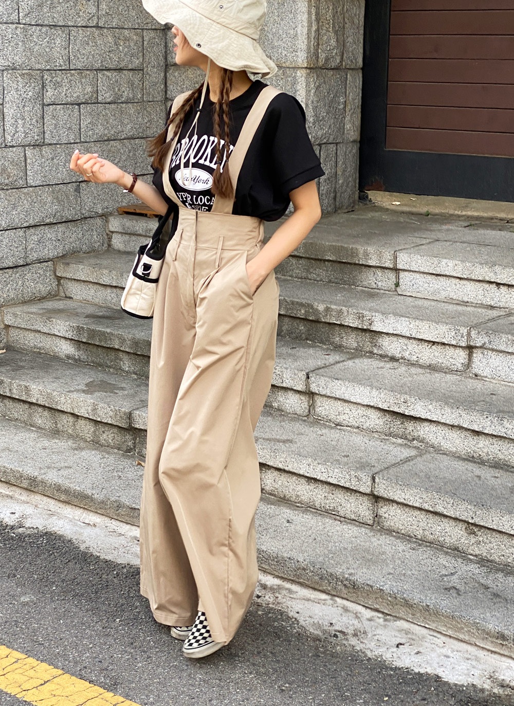 サスペンダー付ワイドフレアパンツ | レディースファッション通販 - DHOLIC