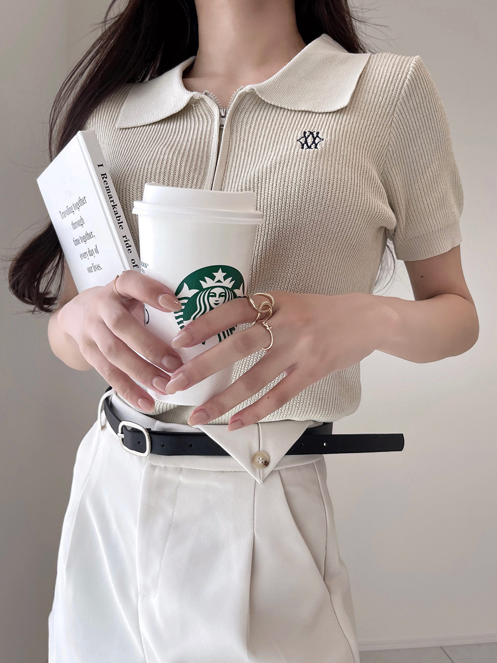 ハーフジップロゴ刺繍ニット | レディースファッション通販 - DHOLIC