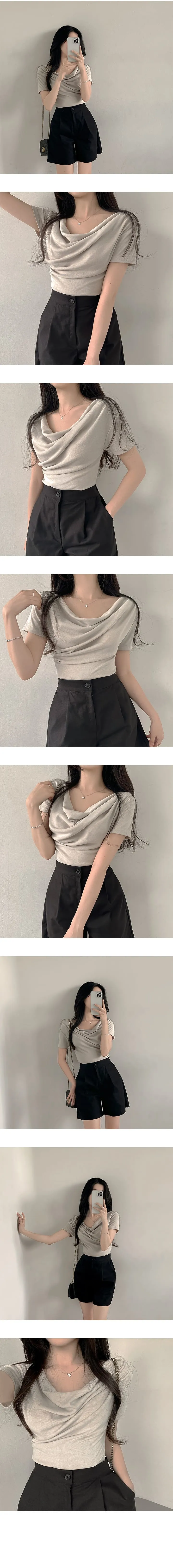 ドレープネック半袖Tシャツ | creamsugar | 詳細画像2