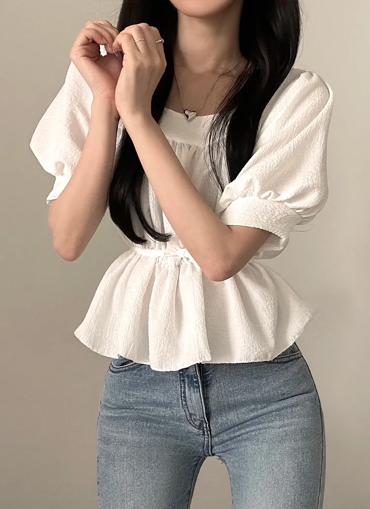 スクエアネックパフ袖ブラウス | moodloveroom | 詳細画像1