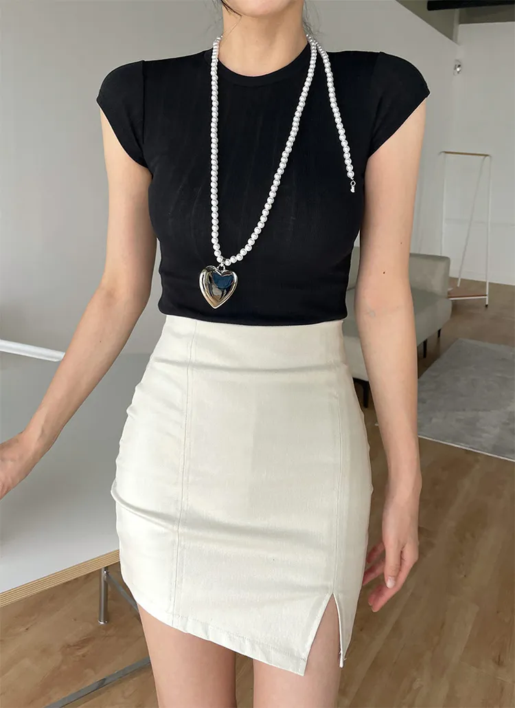 キャップスリーブリブTシャツ | DHOLIC | 詳細画像1