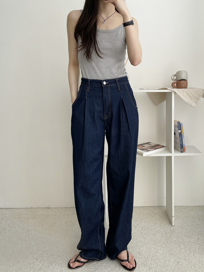 セール】 Organic Cotton Denim タックワイドパンツ （デニム