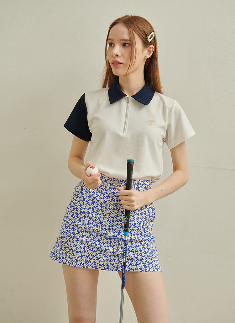 ツートーンカラーハーフジップ半袖Tシャツ レディースファッション通販 DHOLIC