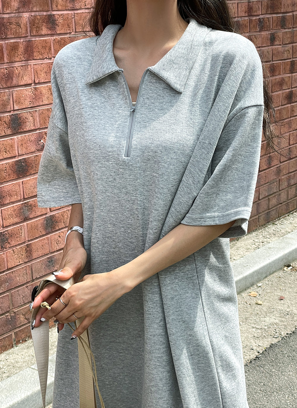 ハーフジップカラーワンピース | レディースファッション通販