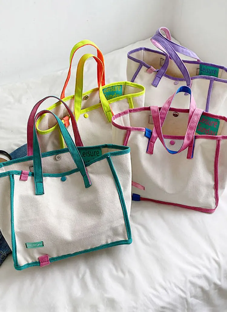 配色キャンバスバッグ | 詳細画像1