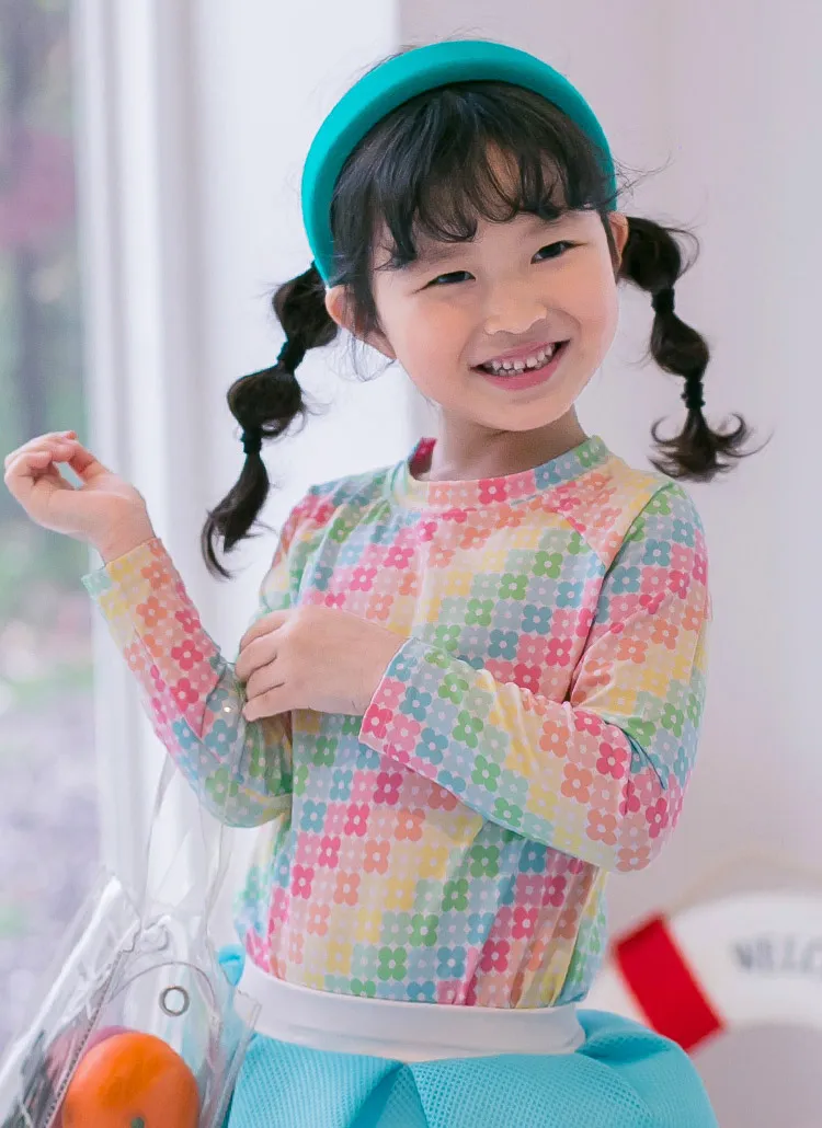 レインボーフラワーラッシュガードトップ | 詳細画像1