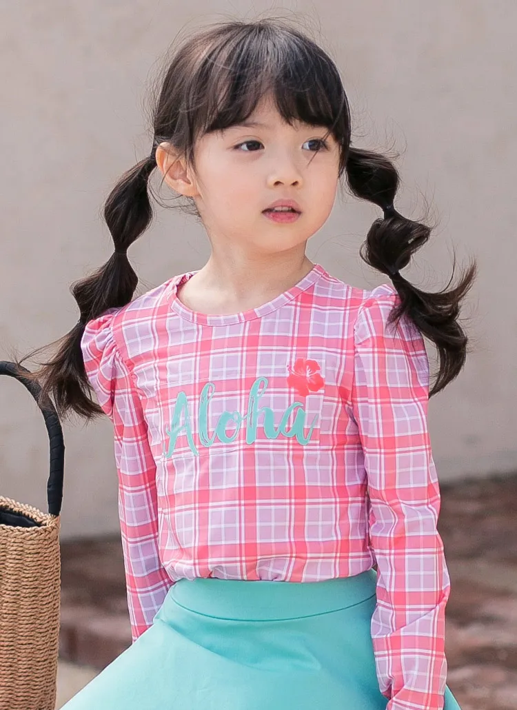 Alohaチェックラッシュガードトップ | 詳細画像1