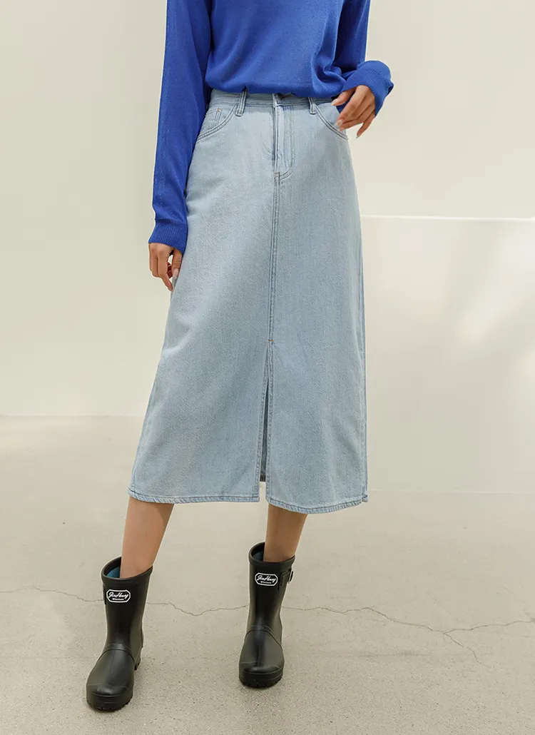 フロントスリットロングデニムスカート | justone | 詳細画像1