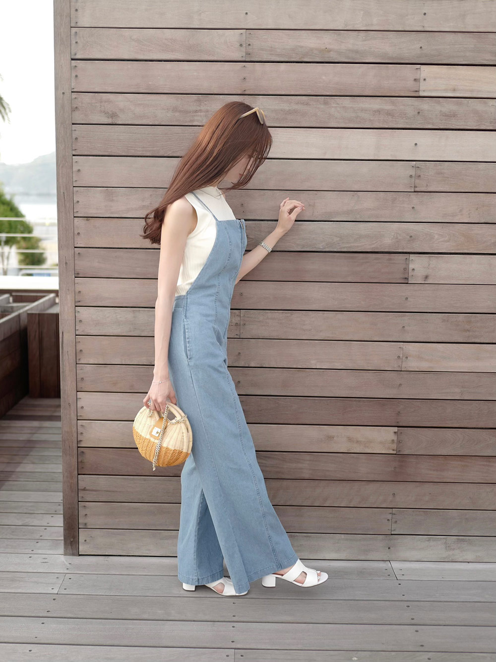 バックオープンデニムサロペットパンツ | レディースファッション通販