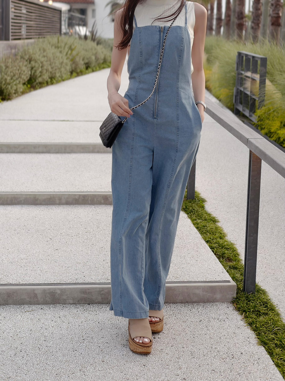 バックオープンデニムサロペットパンツ | レディースファッション通販