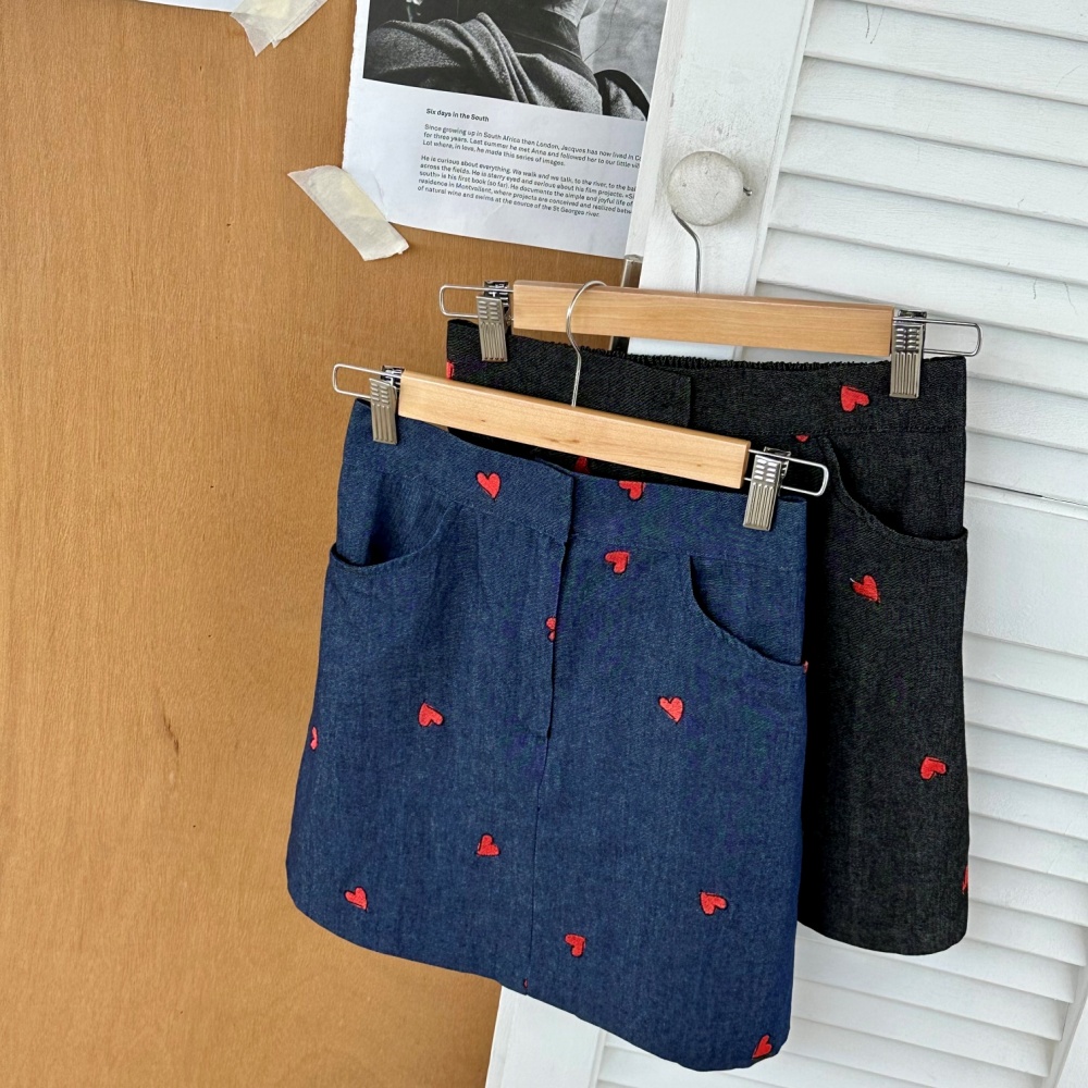 ハート刺繍デニムミニスカート | レディースファッション通販 - DHOLIC