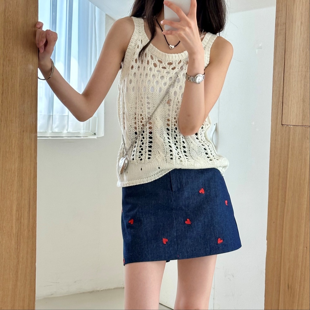 ハート刺繍デニムミニスカート | レディースファッション通販 - DHOLIC