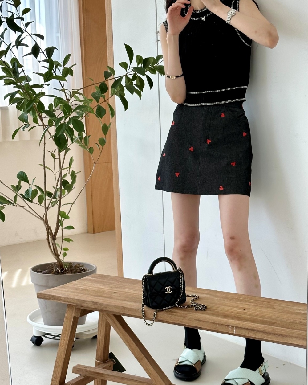 ハート刺繍デニムミニスカート | レディースファッション通販 - DHOLIC