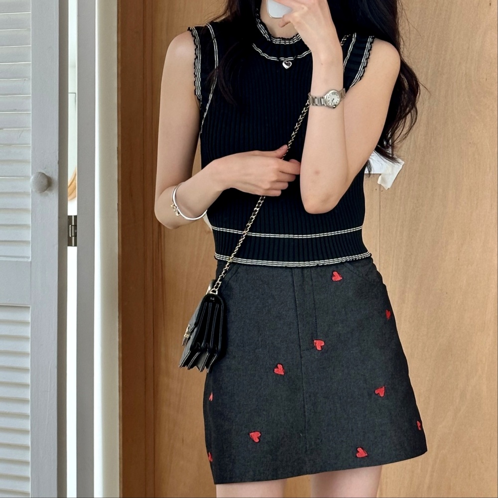 ハート刺繍デニムミニスカート | レディースファッション通販 - DHOLIC