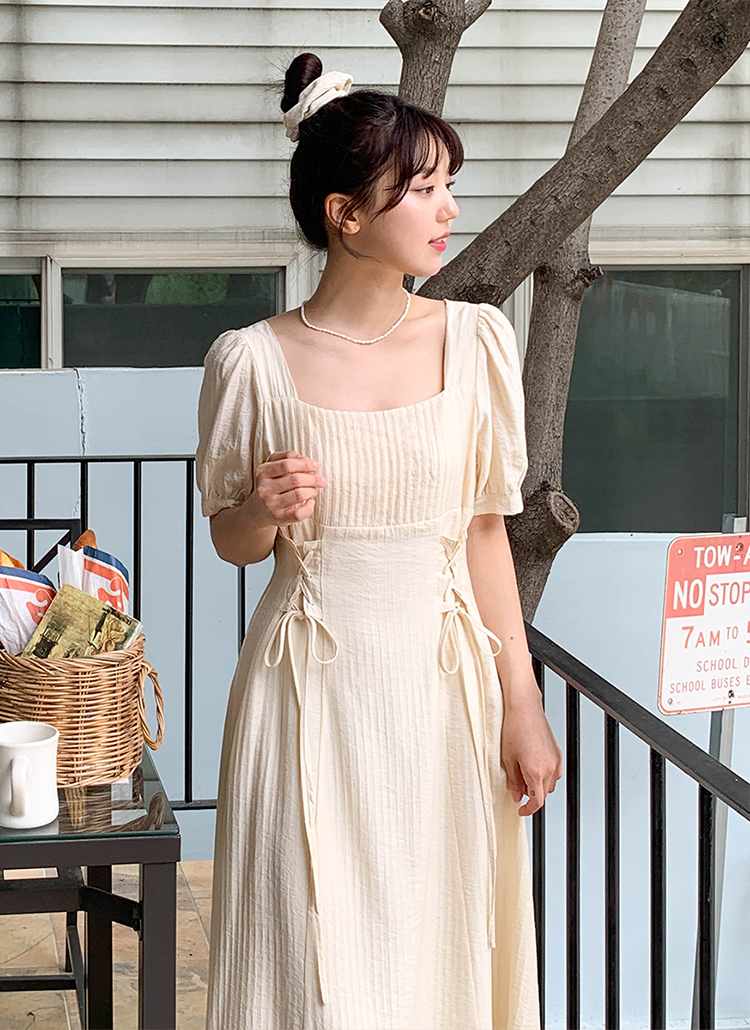 コルセットスクエアパフワンピース | レディースファッション通販 - DHOLIC
