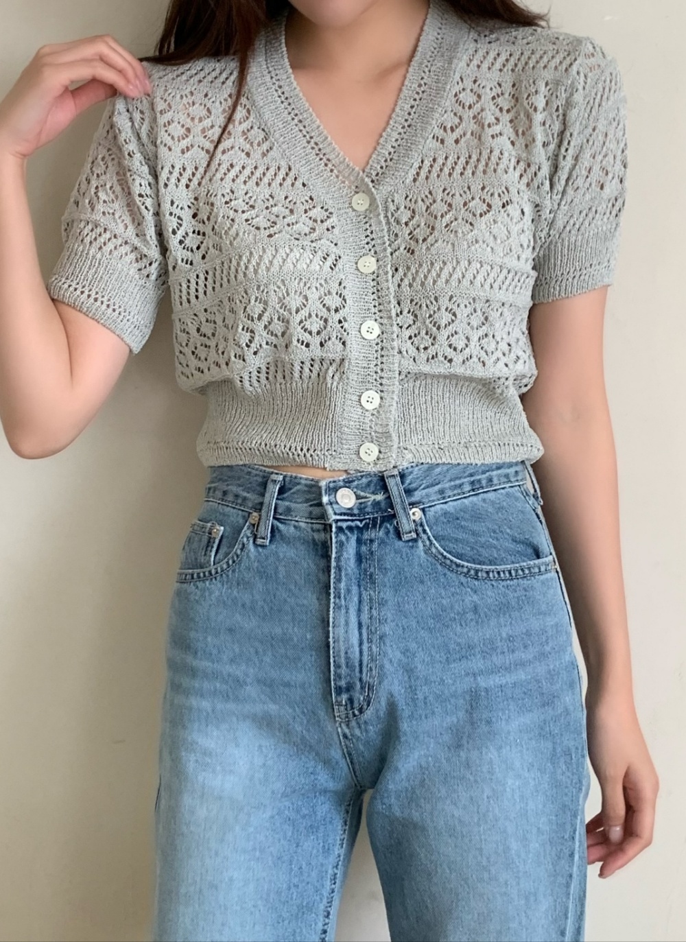 パンチング半袖カーディガン | レディースファッション通販 - DHOLIC
