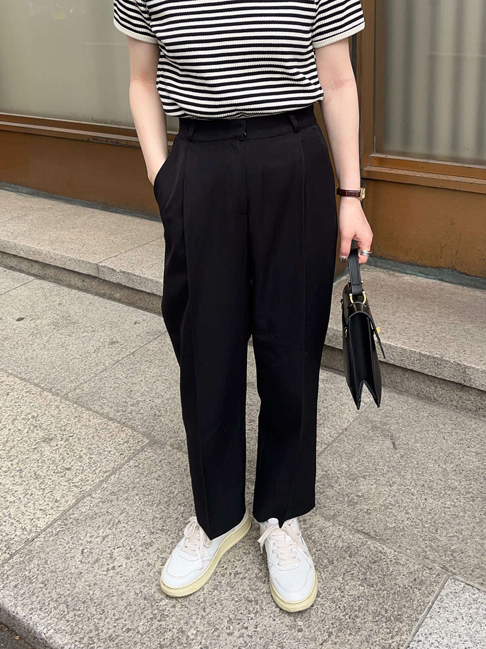 【極美品】entre amis テーパード ウール スラックス パンツ 33 ウールミックスベルテッドスラックス(パンツ)｜LOVELESS