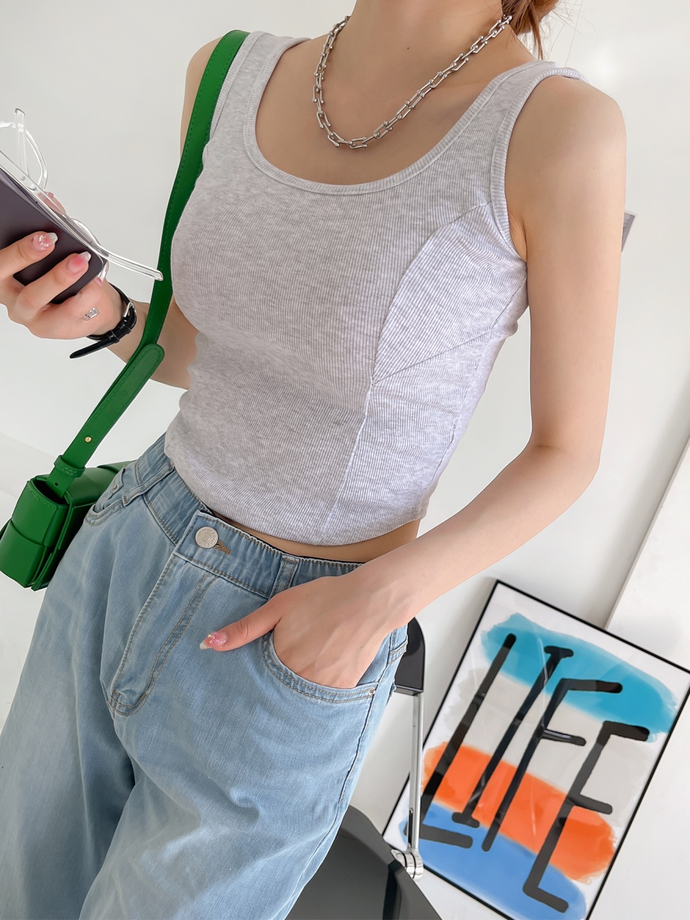 リブクロップドタンクトップ | レディースファッション通販 - DHOLIC