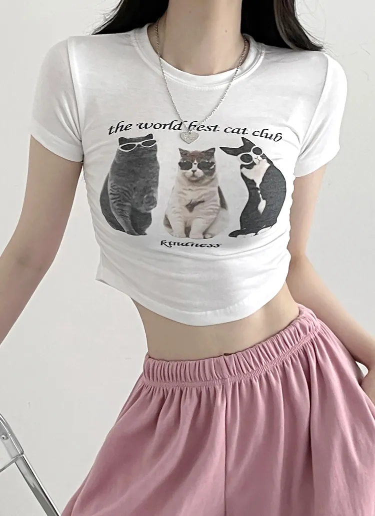 サングラスキャットクロップド半袖Tシャツ | hipping | 詳細画像1