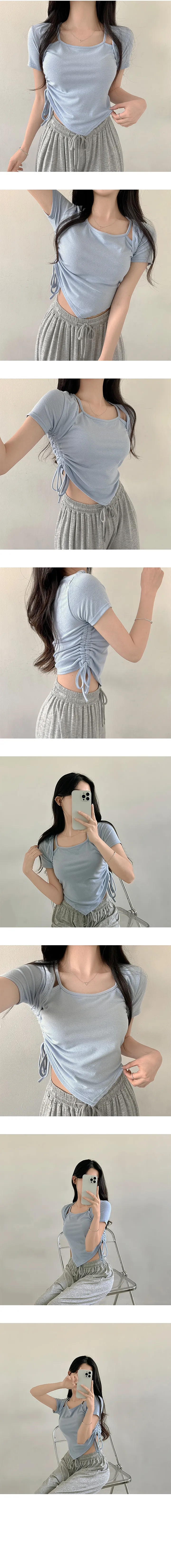 ボレロレイヤード風シャーリングTシャツ | creamsugar | 詳細画像2