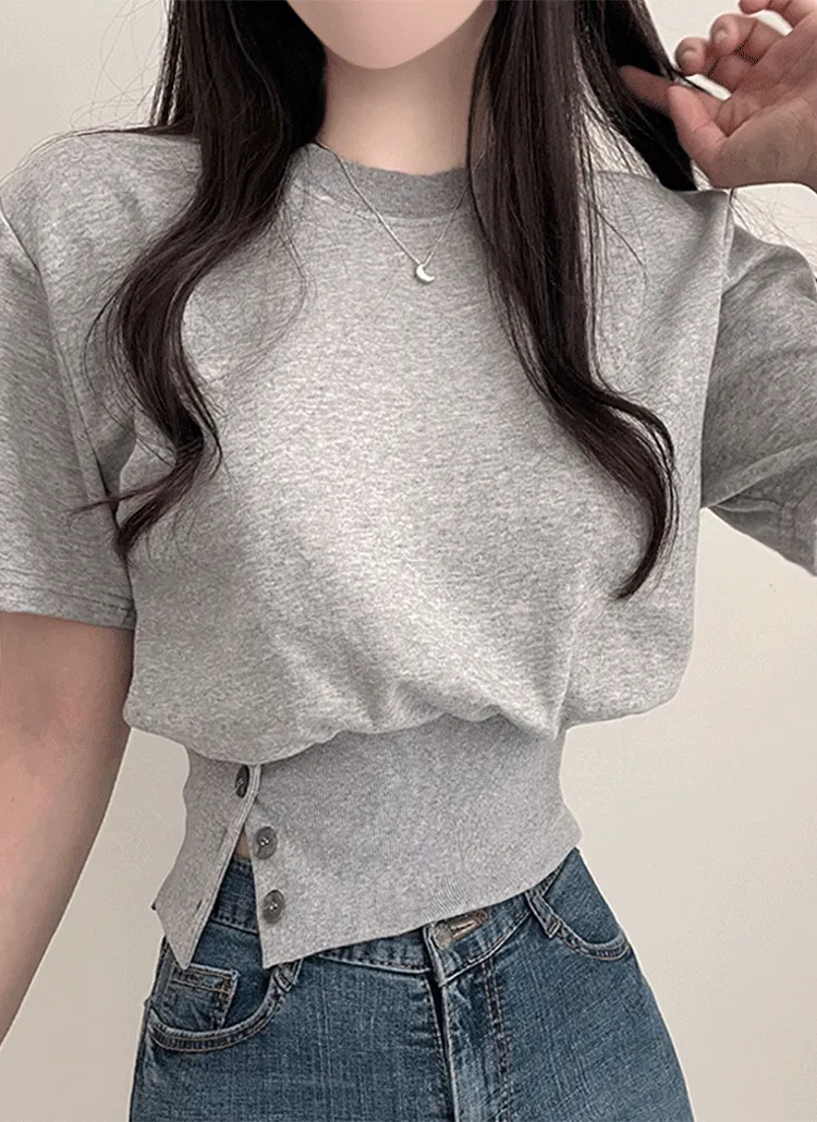 3ボタンヘム半袖Tシャツ | peelrang | 詳細画像1