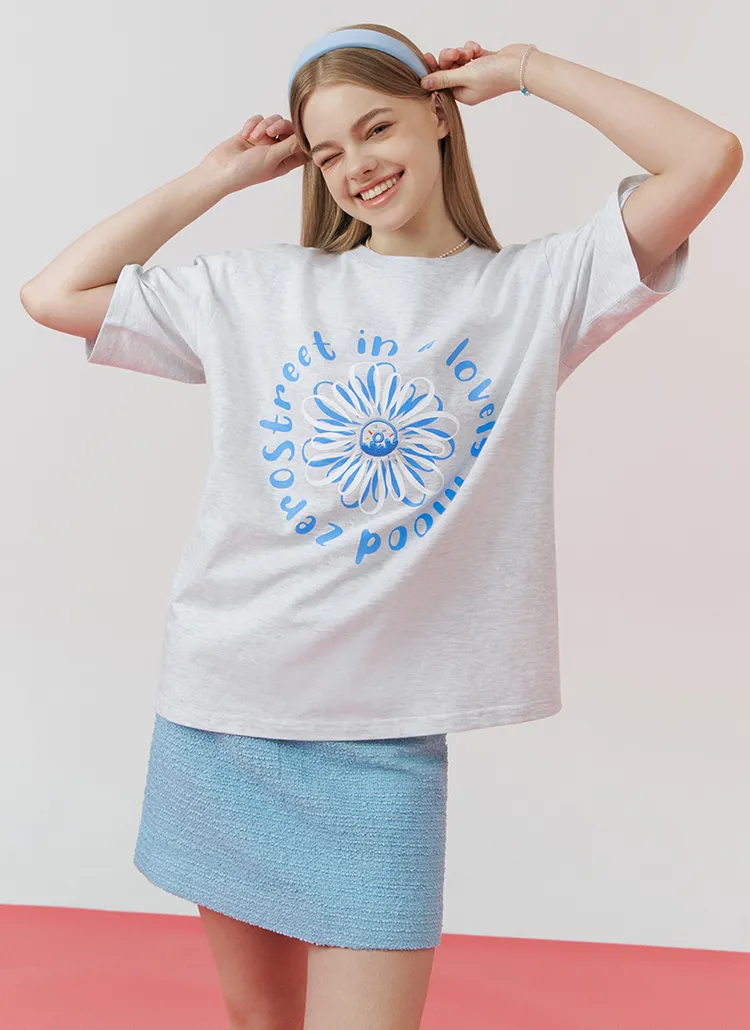 フラワーペイント半袖Tシャツ(GRAY) | 詳細画像1