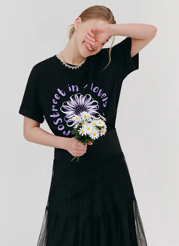 フラワーペイント半袖Tシャツ(BLACK) |  | 詳細画像1
