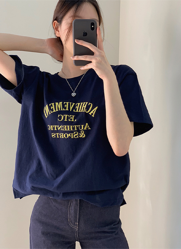 tシャツ 刺繍ロゴ　半袖TEE レディース ANGIE tシャツ フロント ワンポイント 刺繍 ロゴ Tシャツ（半袖