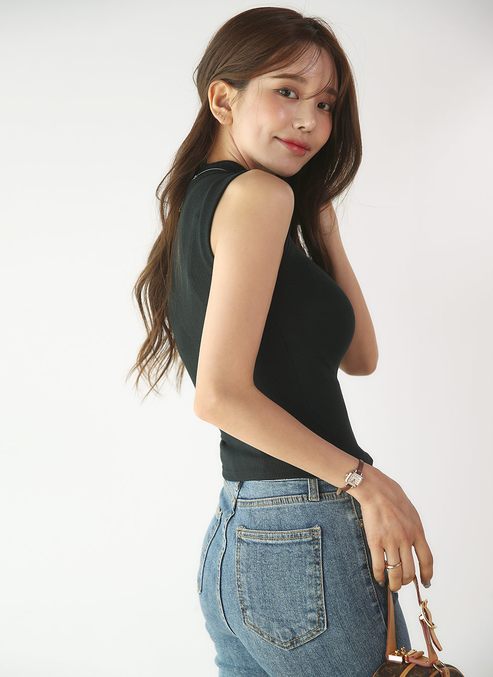 ハーフネックリブノースリーブ | DHOLIC | 詳細画像5