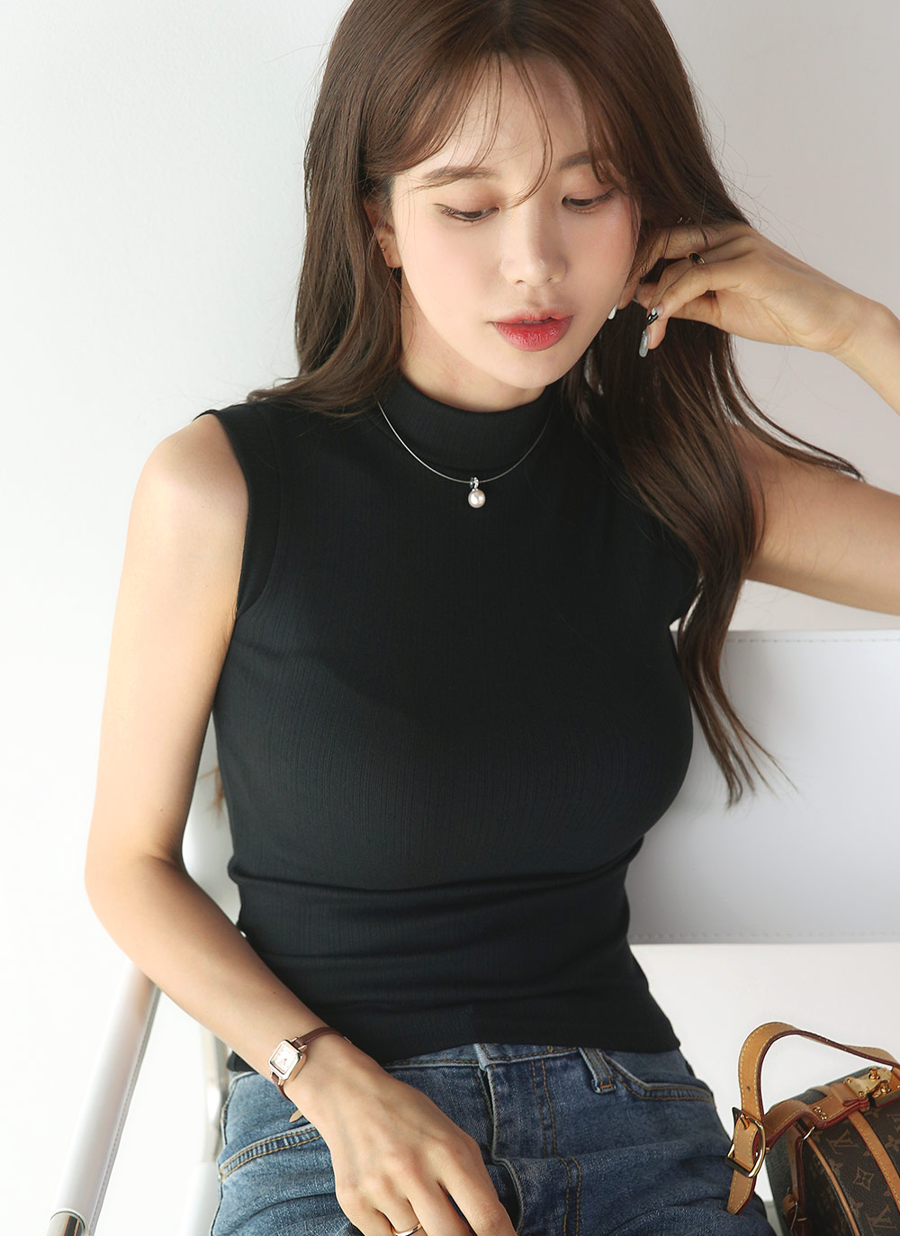 ハーフネックリブノースリーブ | DHOLIC | 詳細画像7