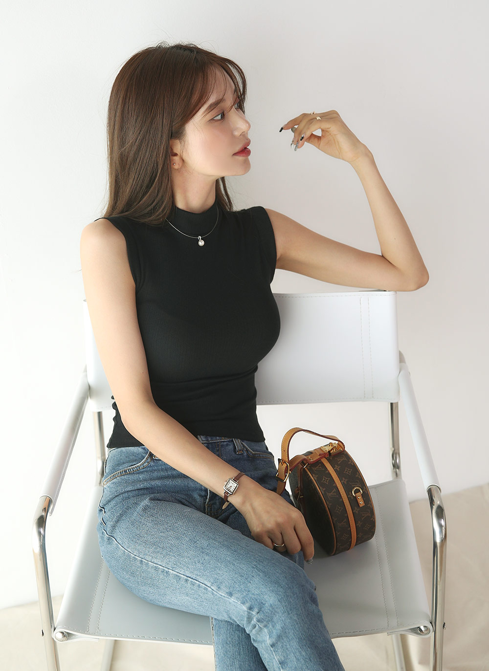 ハーフネックリブノースリーブ | DHOLIC | 詳細画像8