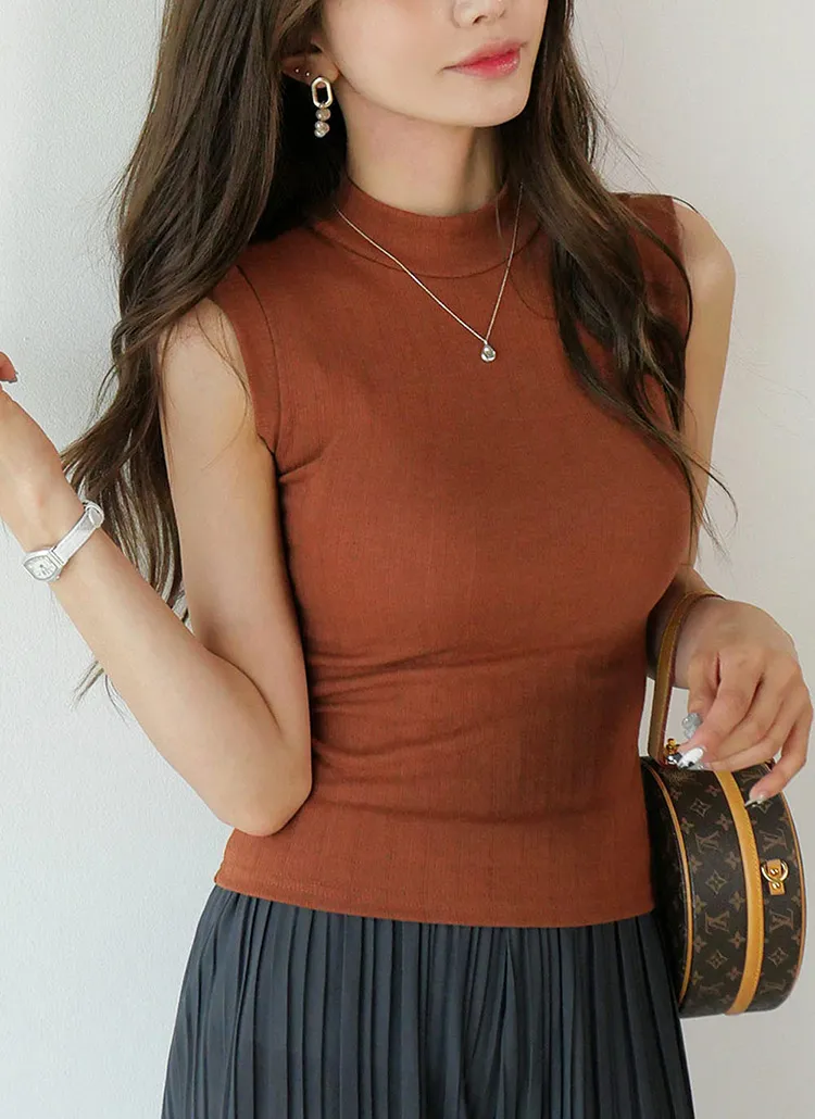 ハーフネックリブノースリーブ | DHOLIC | 詳細画像1