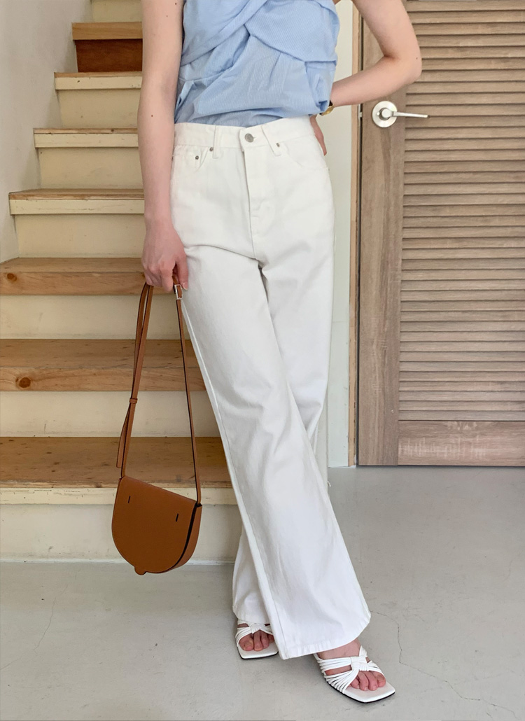 CC ホワイトストレートデニムパンツ レディース】ストレートデニムパンツ（ホワイト）_OK1027E