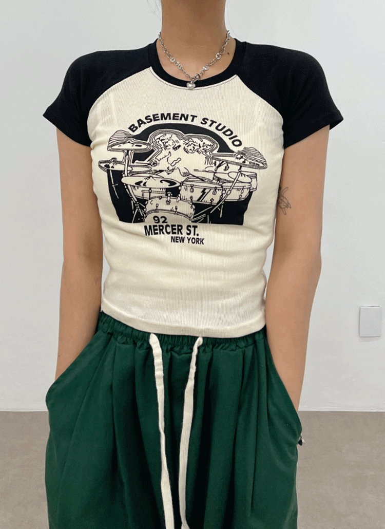 プリントリブショート丈Tシャツ | レディースファッション通販 - DHOLIC
