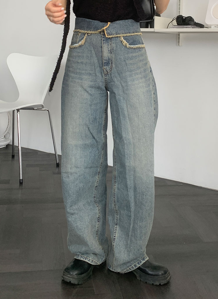 フリンジディテールデニムパンツ | レディースファッション通販