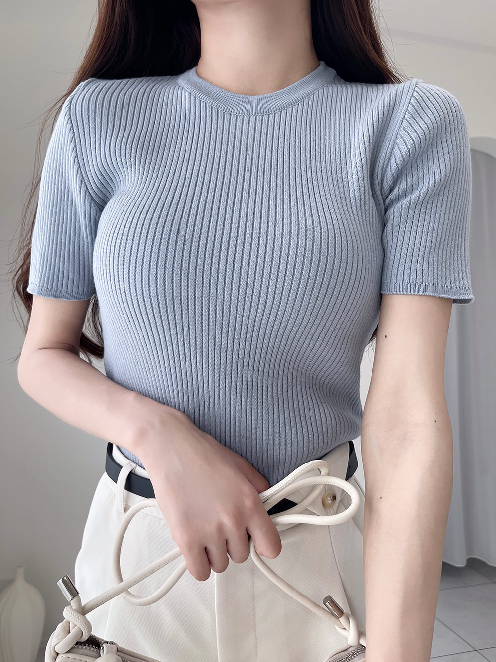 クルーネックリブニットトップス | 詳細画像2