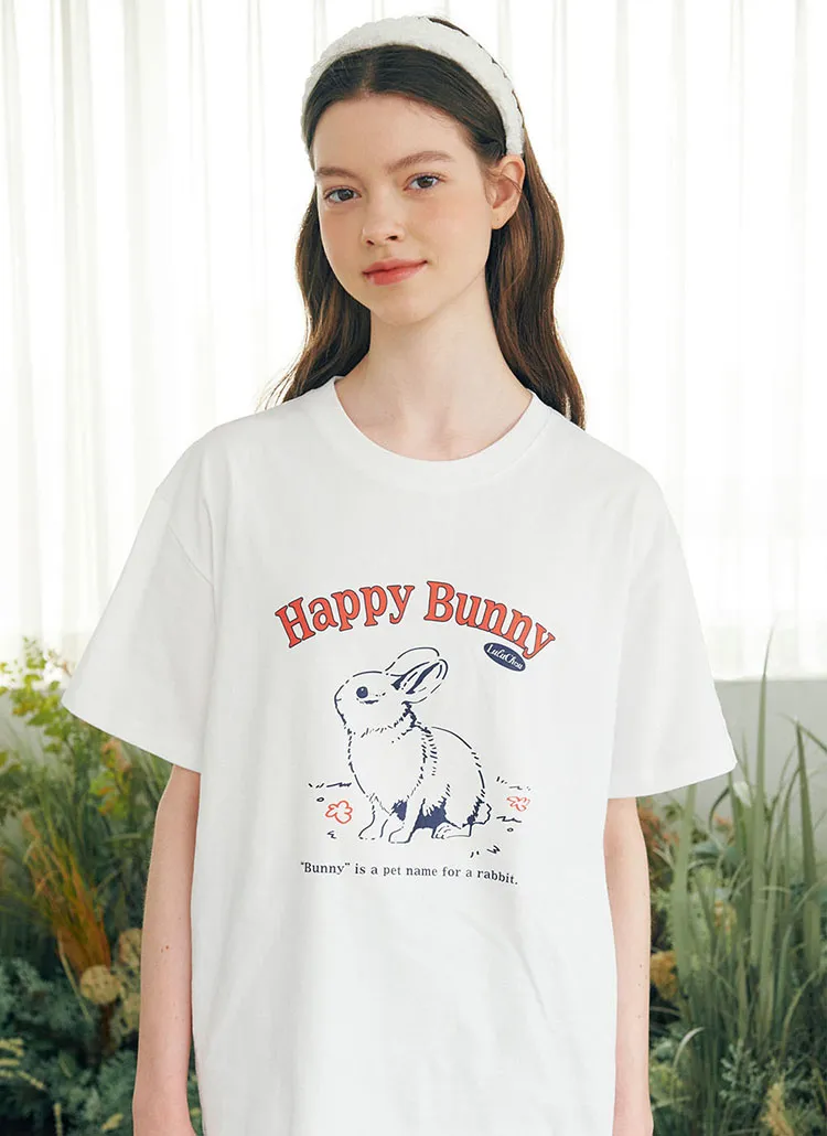 Happy Bunny半袖Tシャツ(WHITE) | 詳細画像1