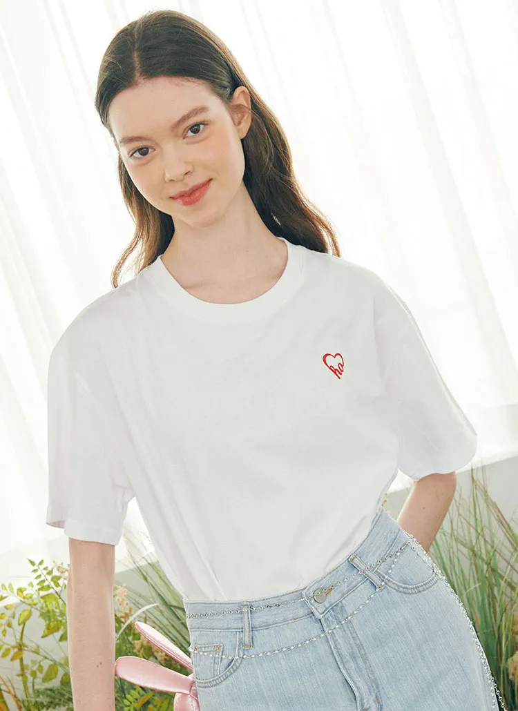 LuluChou Heart半袖Tシャツ(WHITE) | 詳細画像1