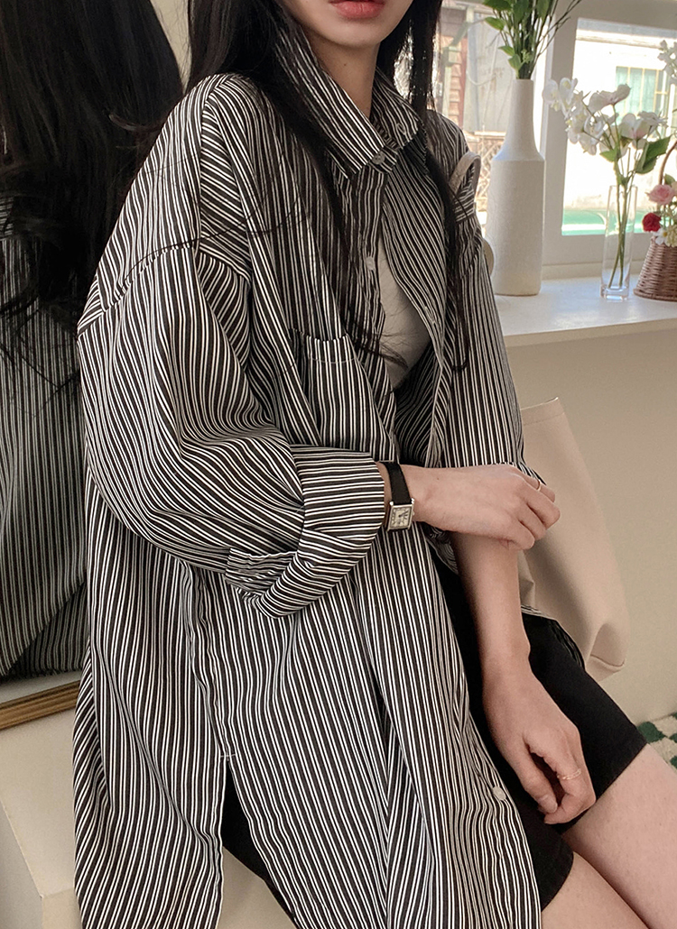 ストライプロングシャツ | レディースファッション通販 - DHOLIC