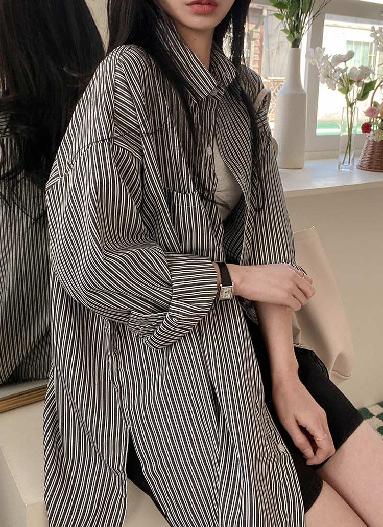 ストライプロングシャツ | レディースファッション通販 - DHOLIC