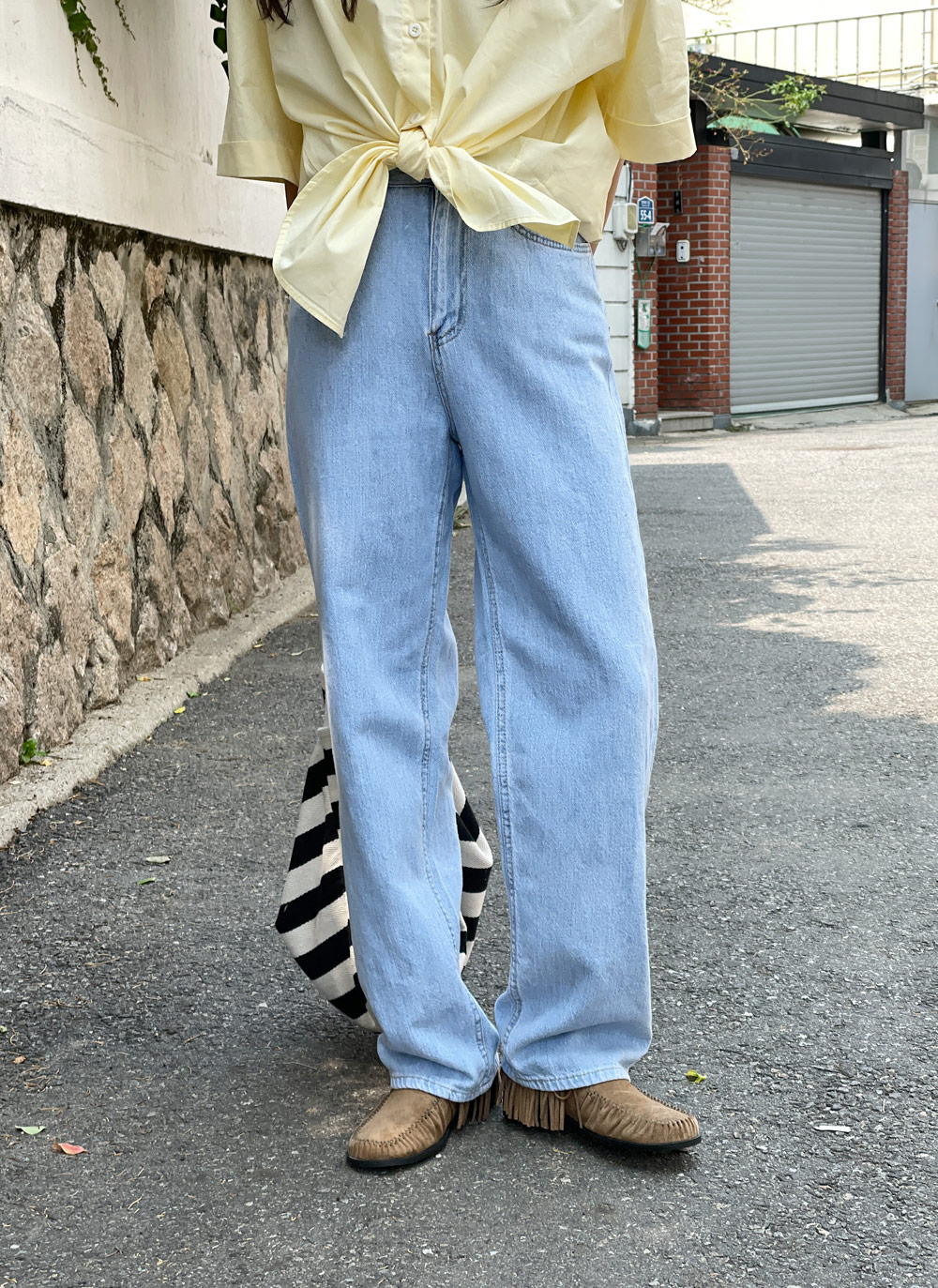 ワイドライトブルーデニムパンツ | レディースファッション通販